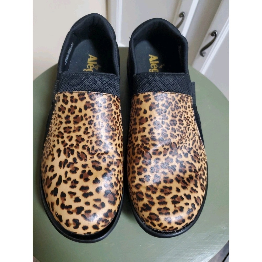 Alegria By PG Lite Duette Fierce Shoe Size 7 US (37) Cheetah Print Black Slip on - Picture 4 of 7
